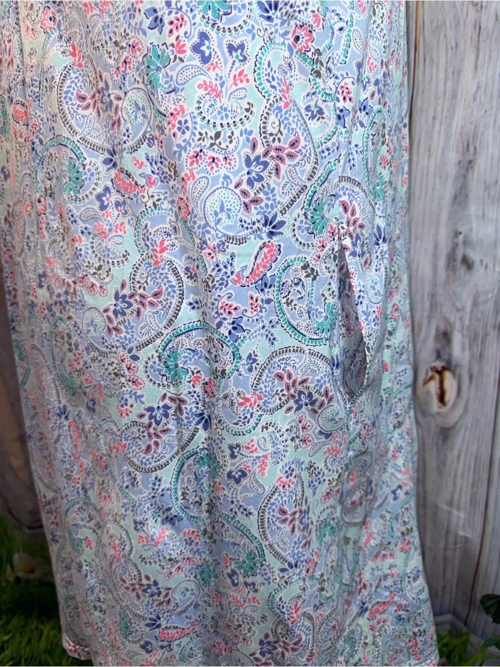 831-Aria Multicolor Paisley Short Sleeve Nightgown